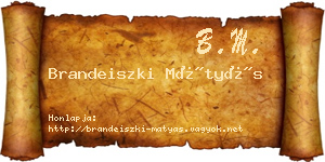 Brandeiszki Mátyás névjegykártya